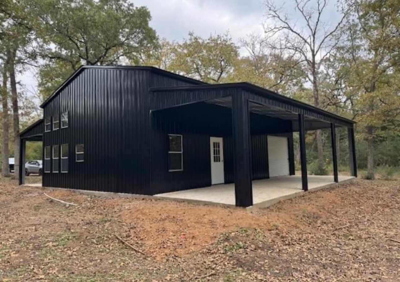 Black barndominium build Houston