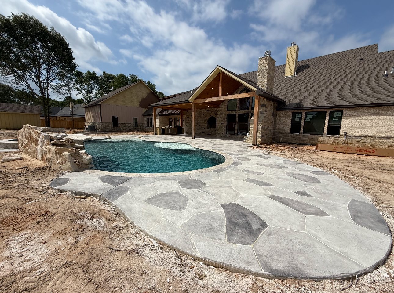 Stamped concrete pool deck Fort Bend